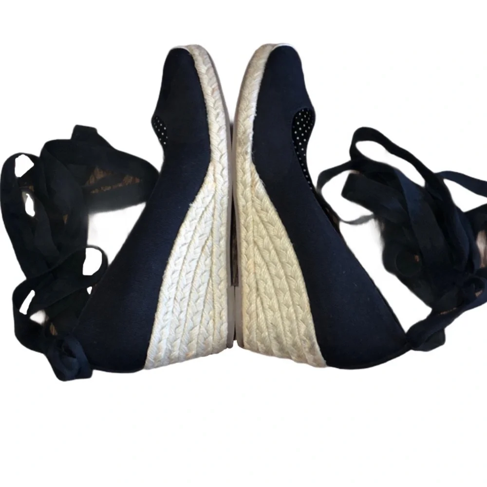 Steve Madden Black Tie Up Espadrille Wedges